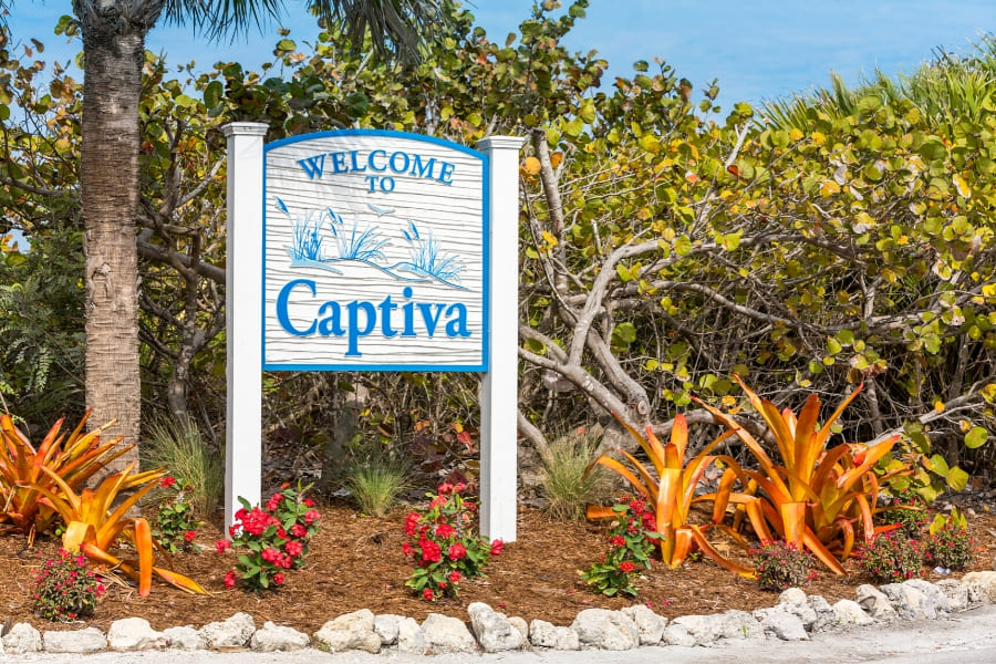 Town sign of Captiva Island Florida